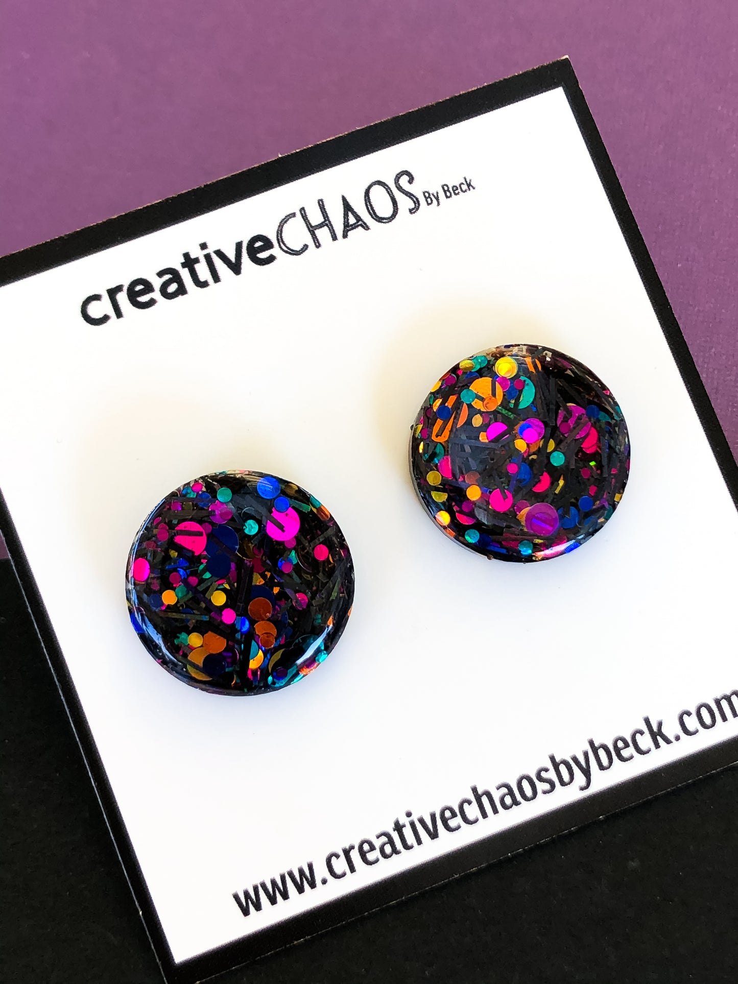 Multi Coloured Glitter Stud