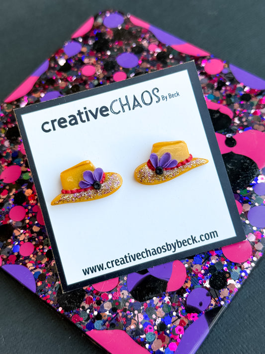 Polymer Clay Cowgirl Hat Stud Earring