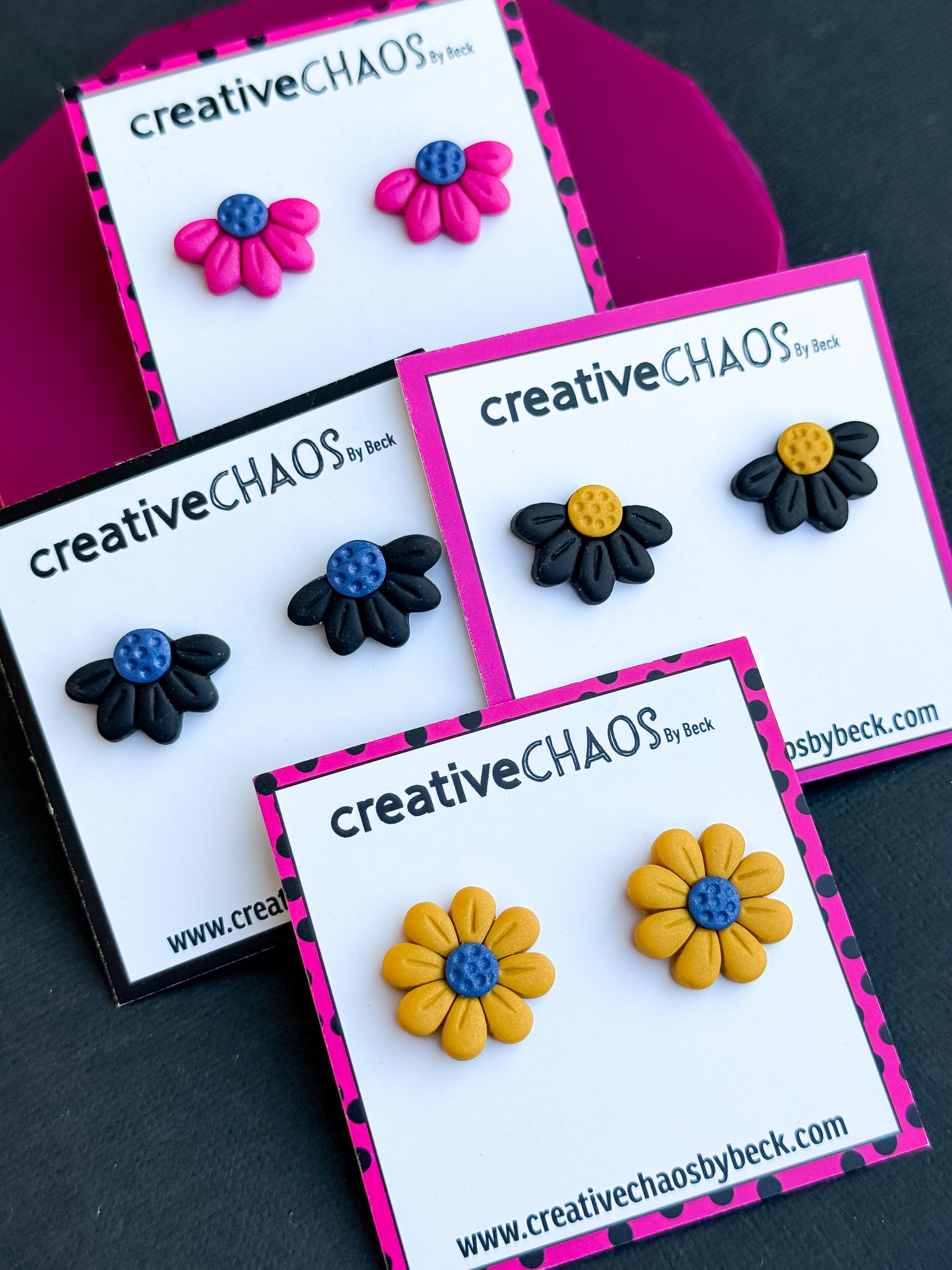 Polymer Clay Flower Stud Earrings