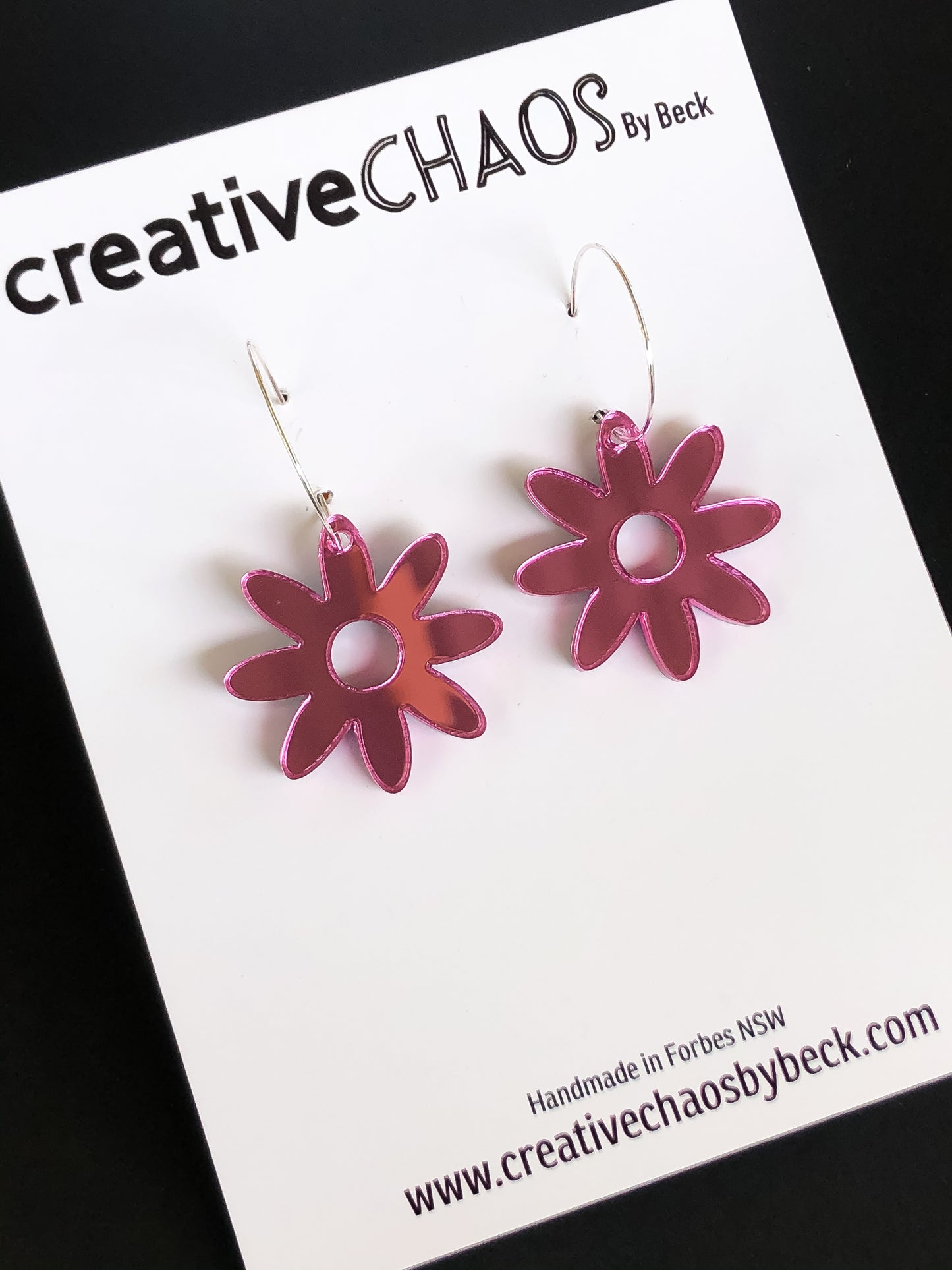 Chaos Pink Mirrored Acrylic Flower Hoop