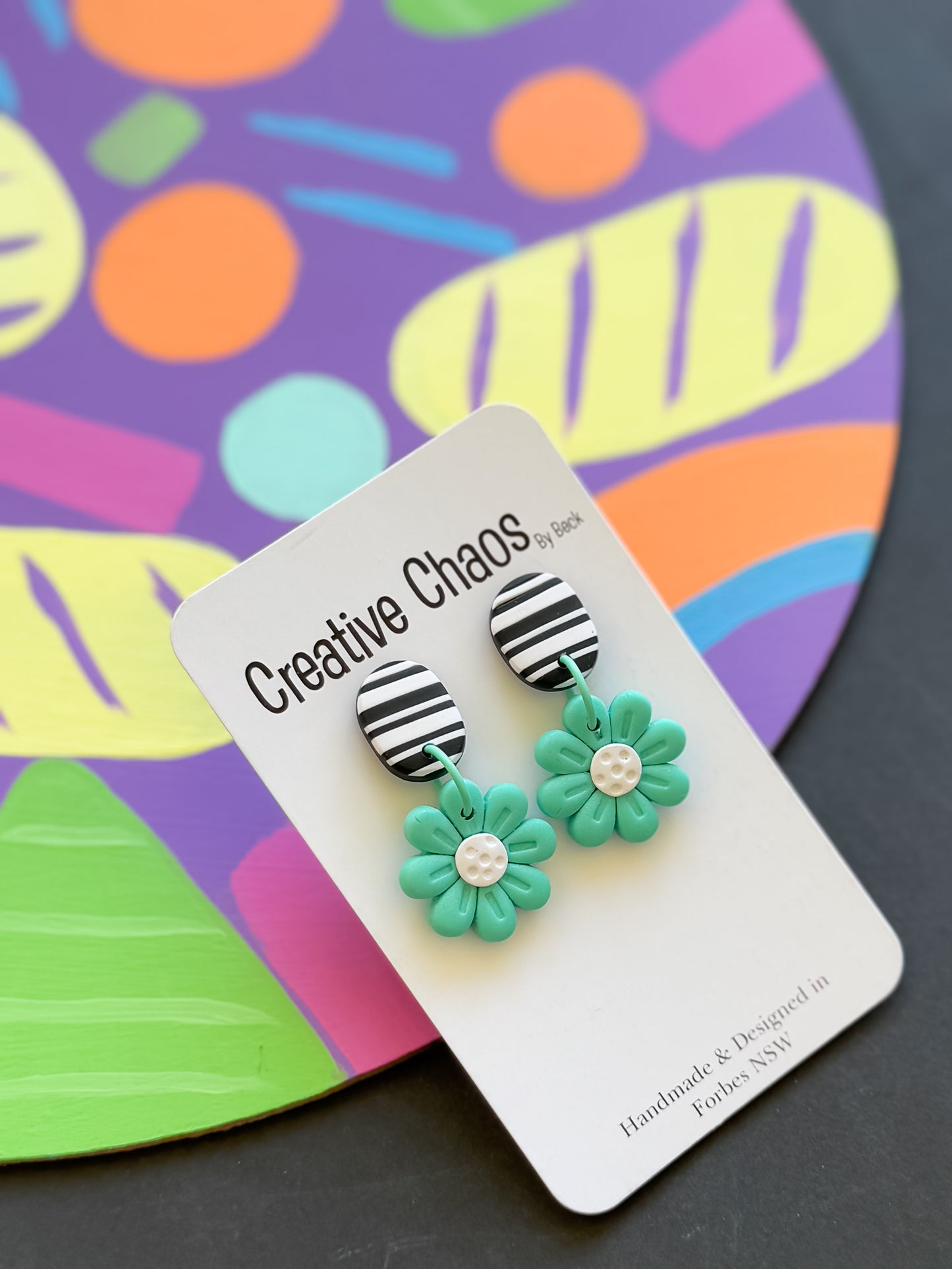 Polymer Clay Flower Dangle Earrings (15)
