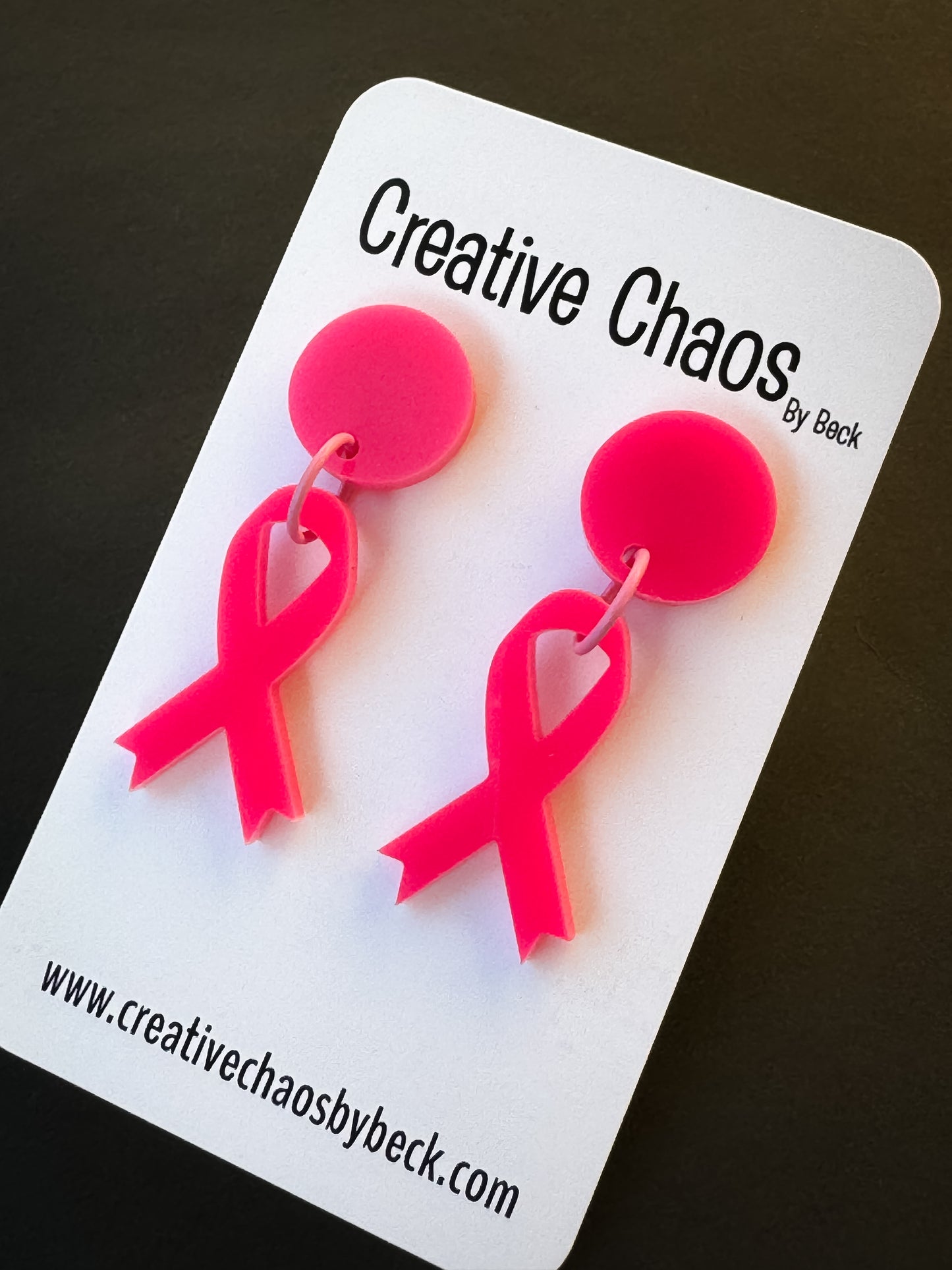 Pink Ribbon Acrylic Earrings (11)
