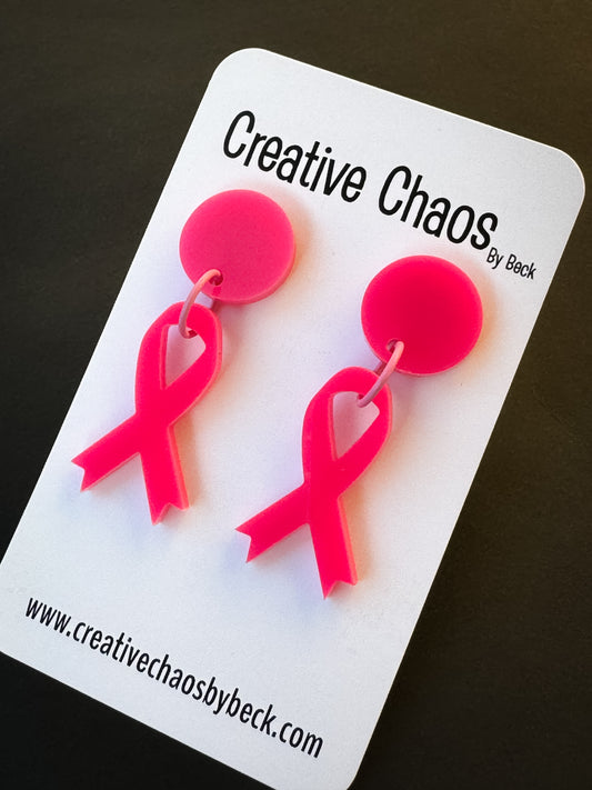 Pink Ribbon Acrylic Earrings (11)