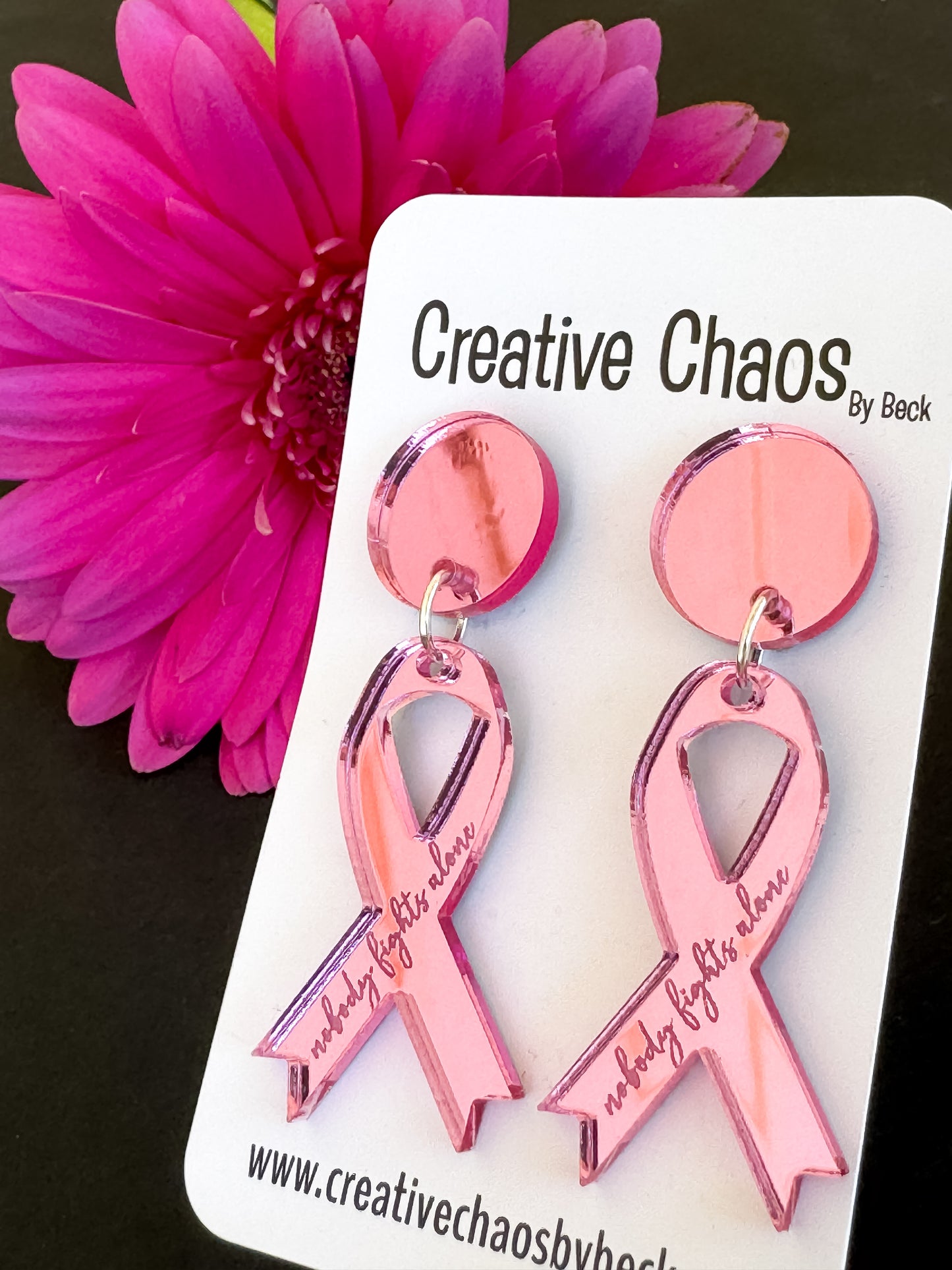 Pink Ribbon Acrylic Earrings (9)