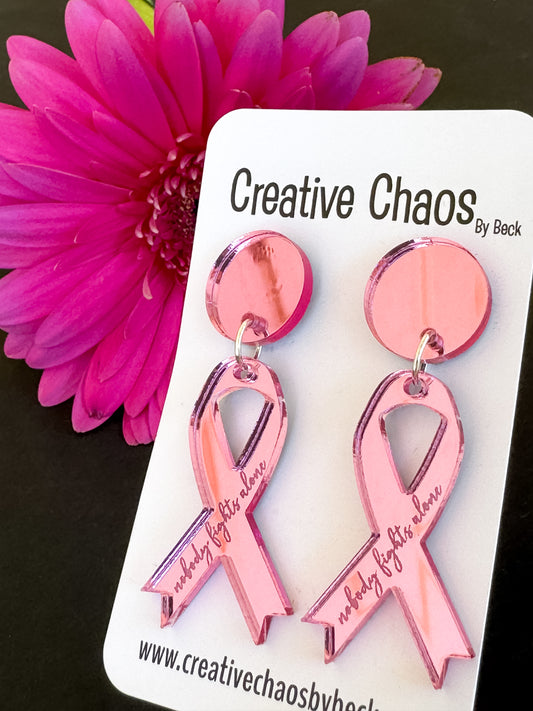 Pink Ribbon Acrylic Earrings (9)