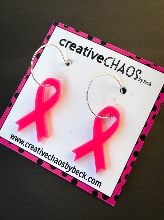 Pink Ribbon Acrylic Earrings (14)