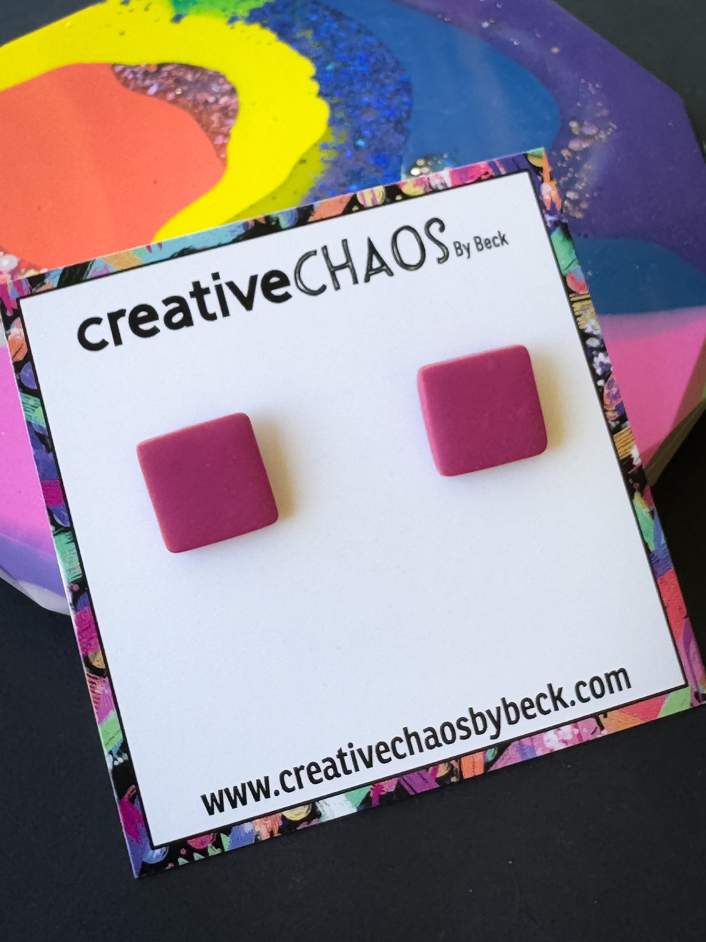 Midi Square Clay Stud Earrings (86)