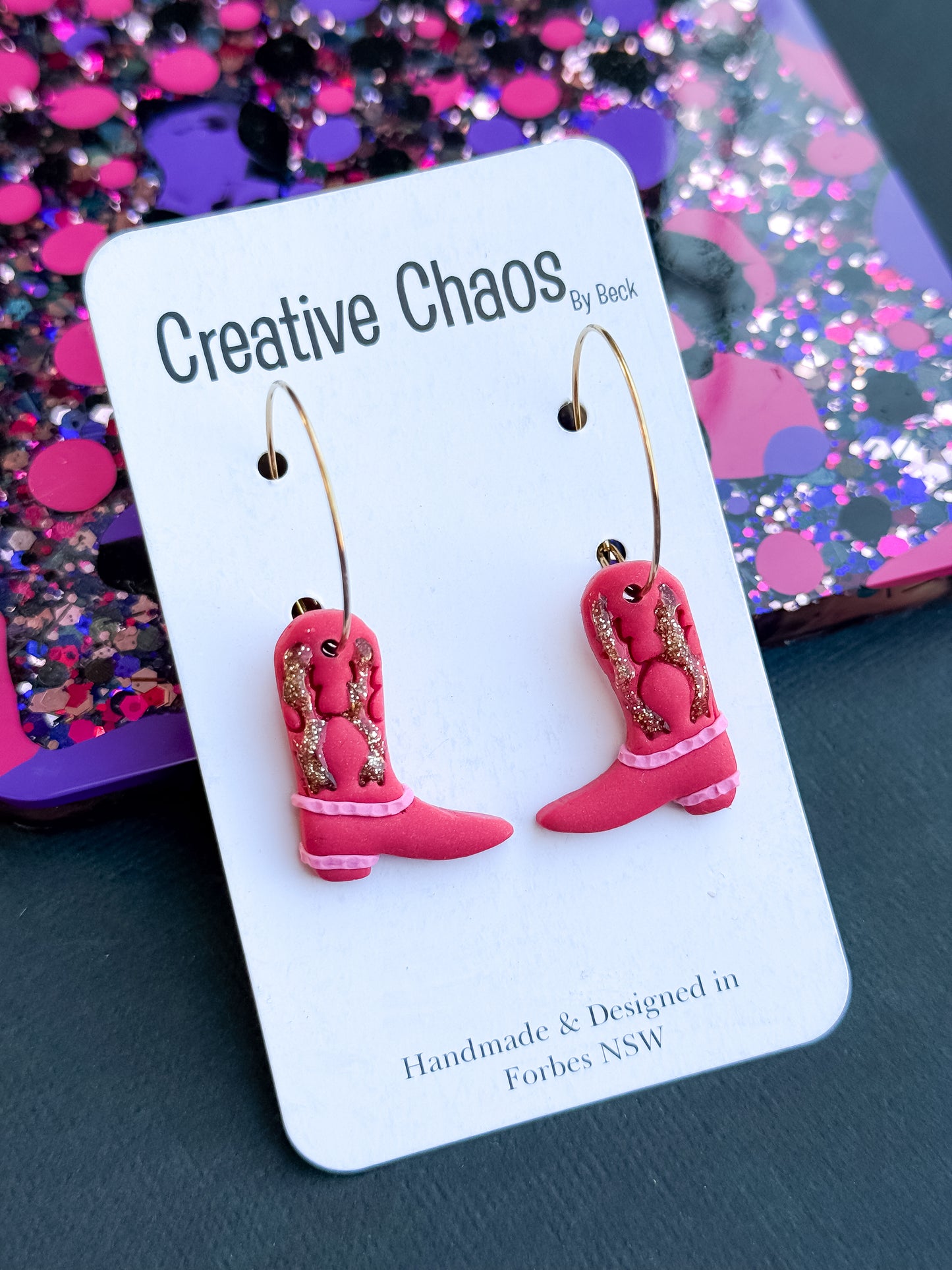Polymer Clay Cowgirl Boot Dangle
