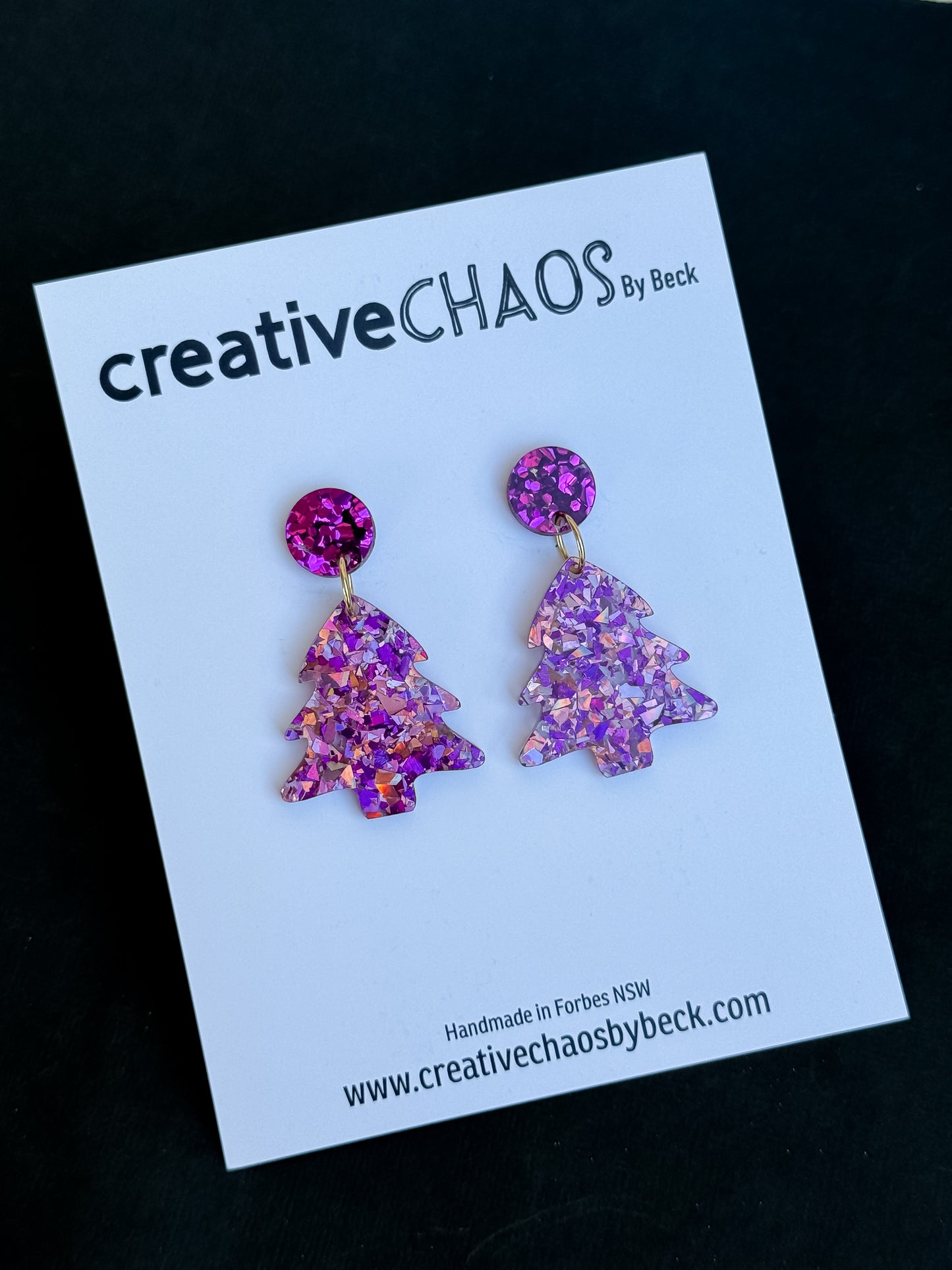 Chunky Glitter Christmas Tree Dangle Earring (13)