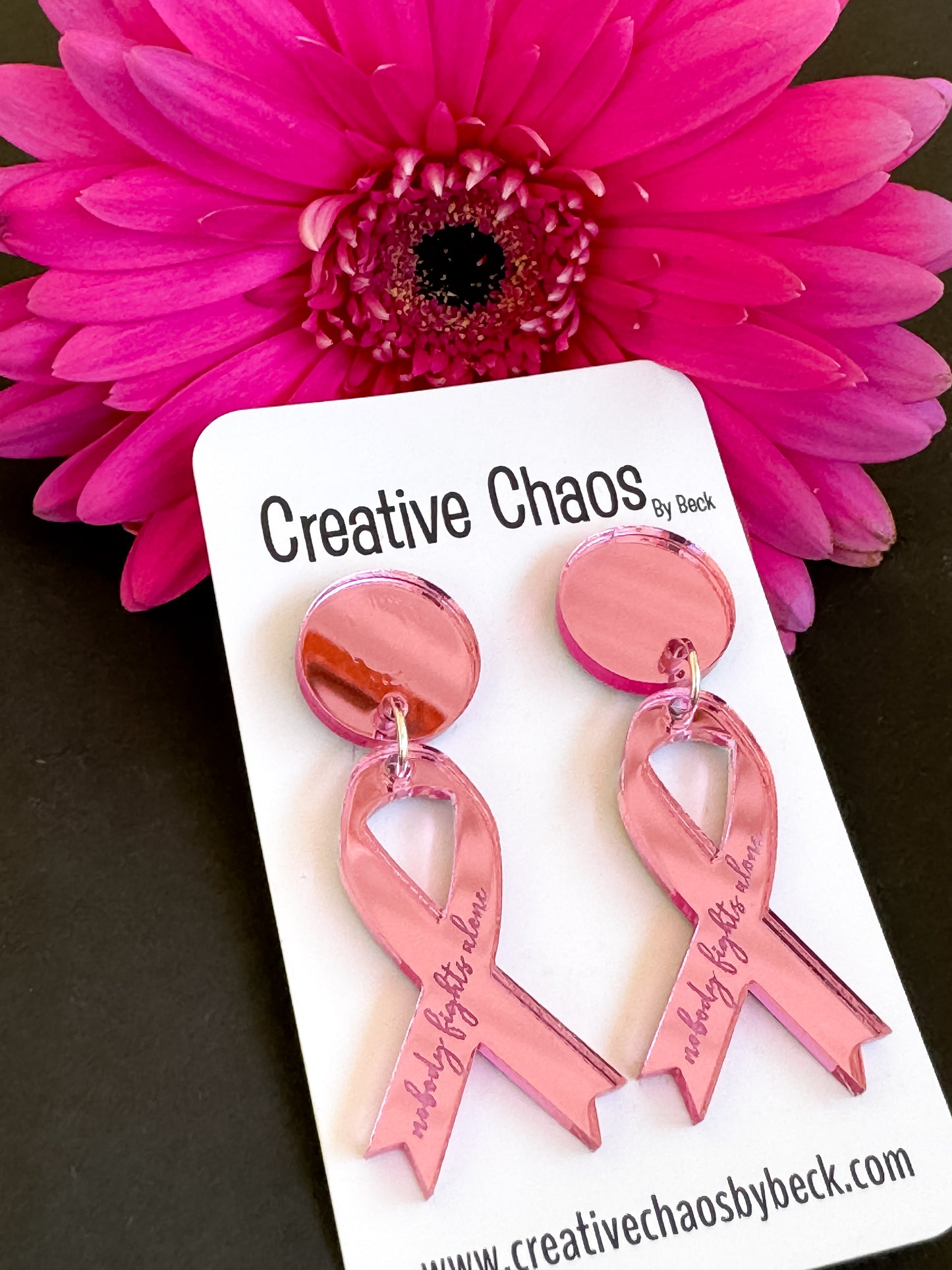 Pink Ribbon Acrylic Earrings (9)