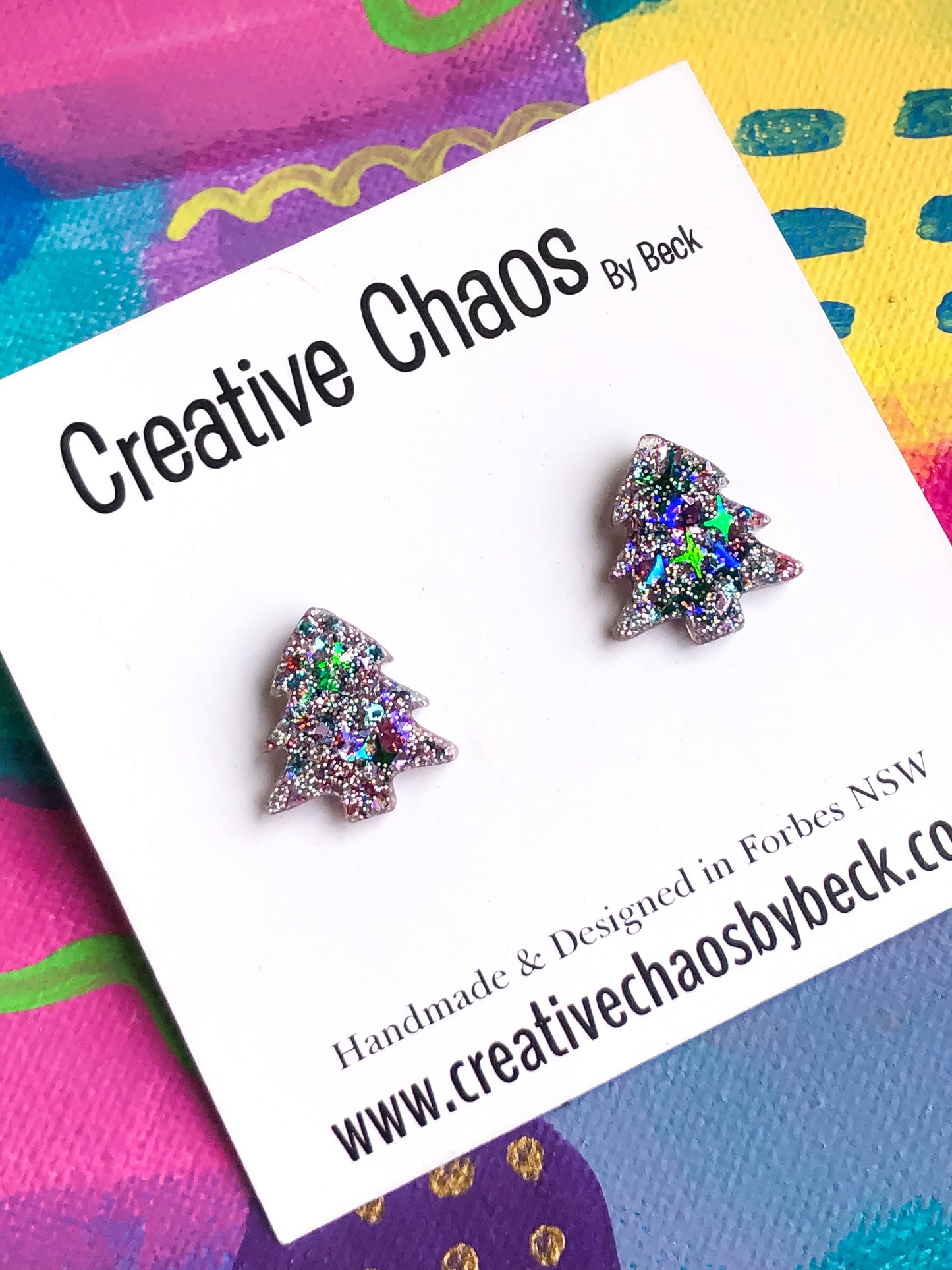 Christmas Tree Glitter Stud