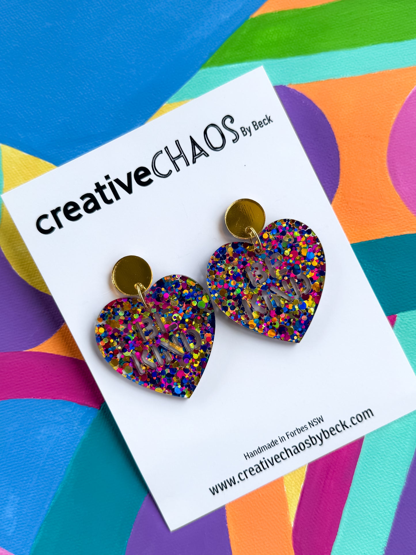 ‘Be Kind’ Glitter Acrylic Dangle Earrings (50)