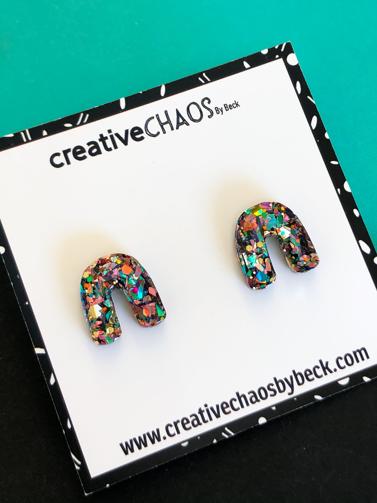 Arch Multicoloured Glitter Midi Stud