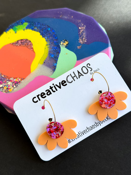 Acrylic 1/2 Orange Flower Hoop