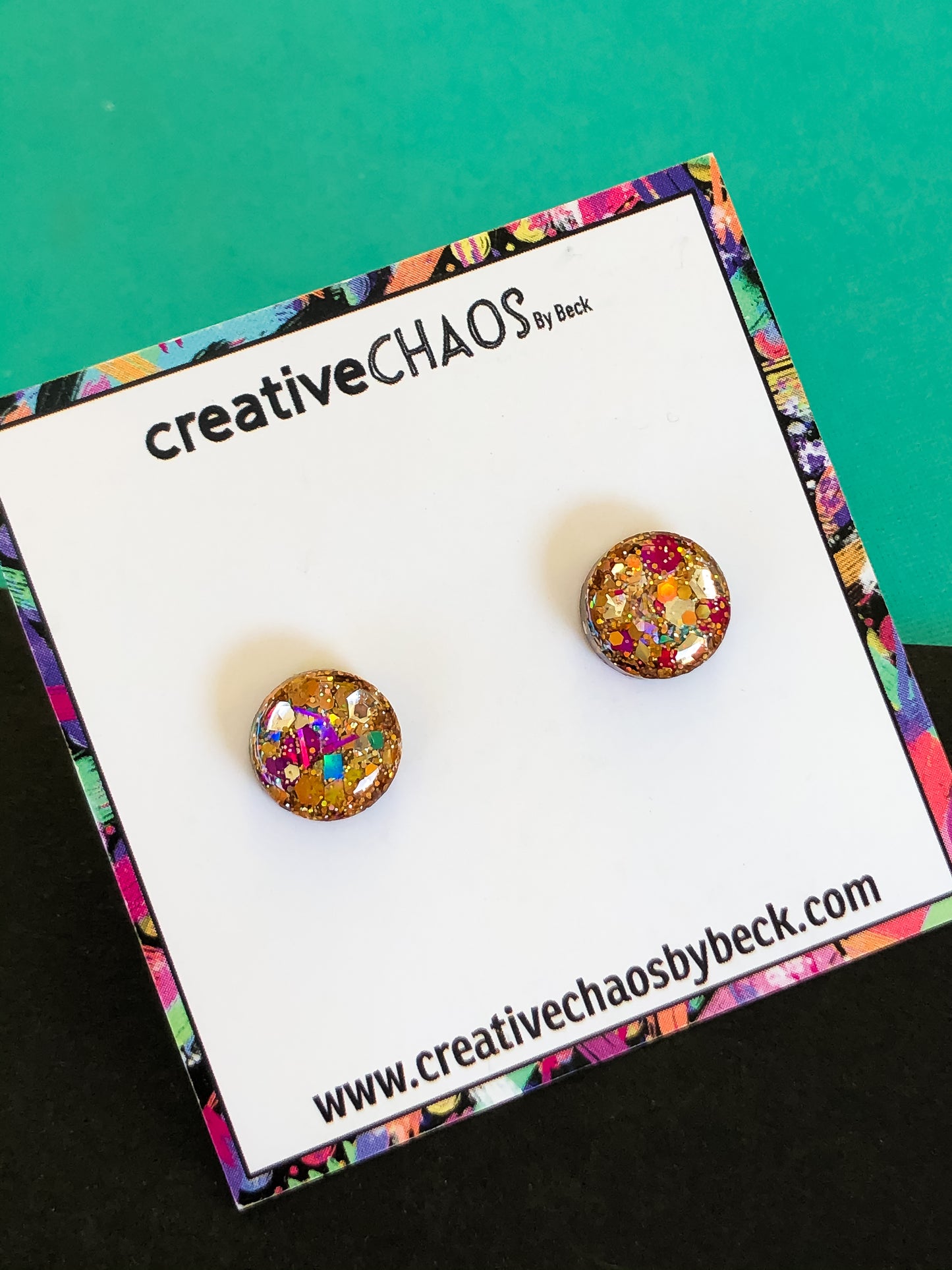Multicoloured Glitter Mini Stud