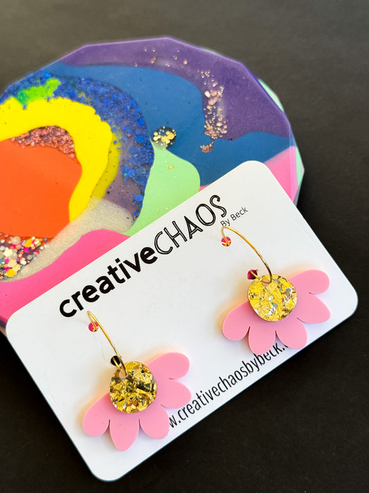 Acrylic 1/2 Pastel Pink Flower Hoop