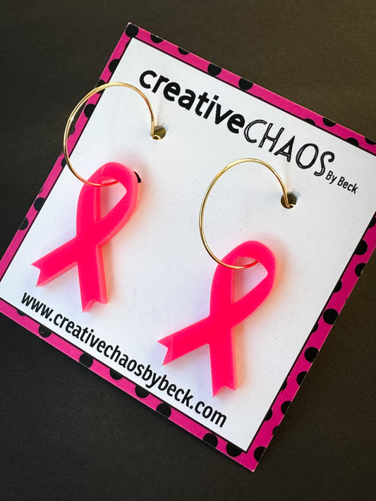 Pink Ribbon Acrylic Earrings (13)
