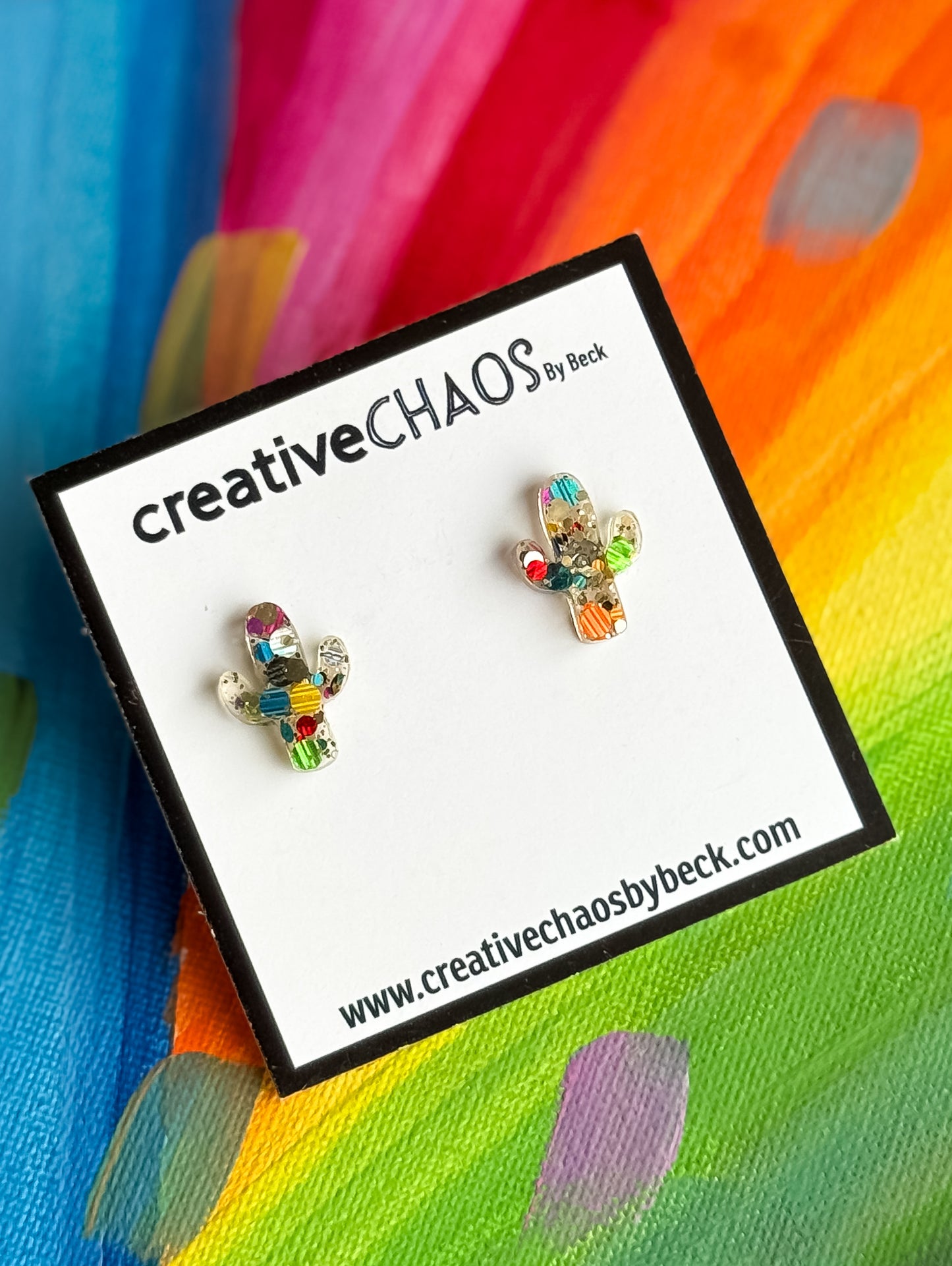 Glitter Cactus Midi Stud
