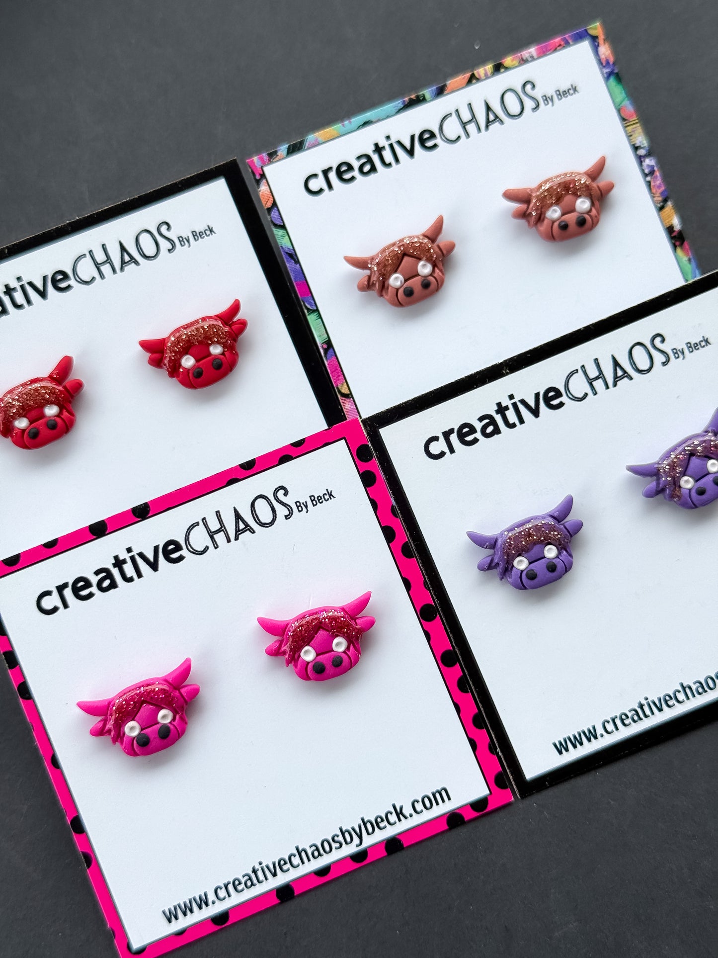 Polymer Clay Cow Stud Earrings