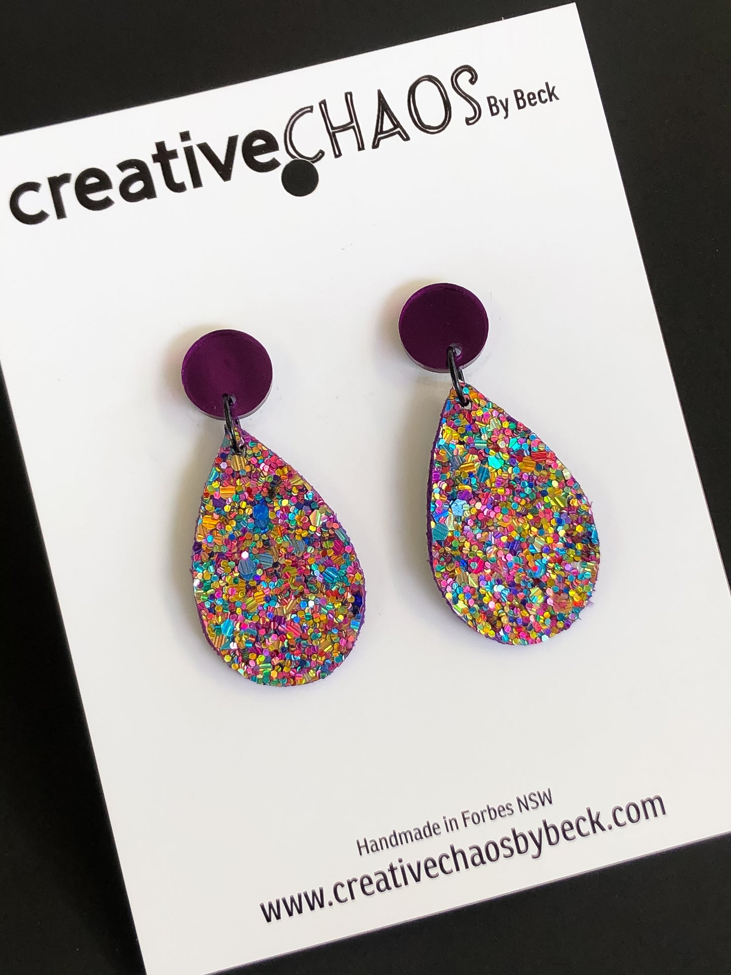 Multicoloured Glitter Drop Dangle