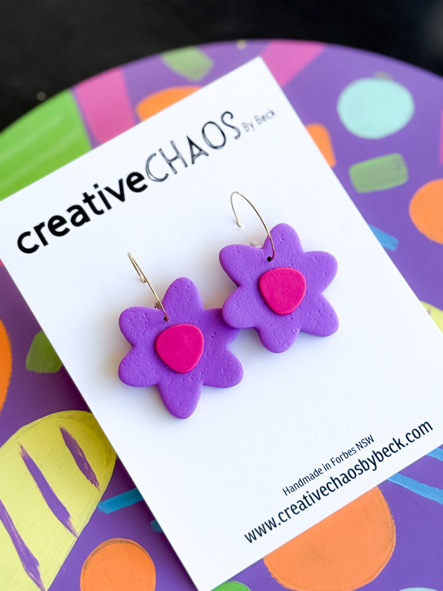 Polymer Clay Flower Hoop Dangle