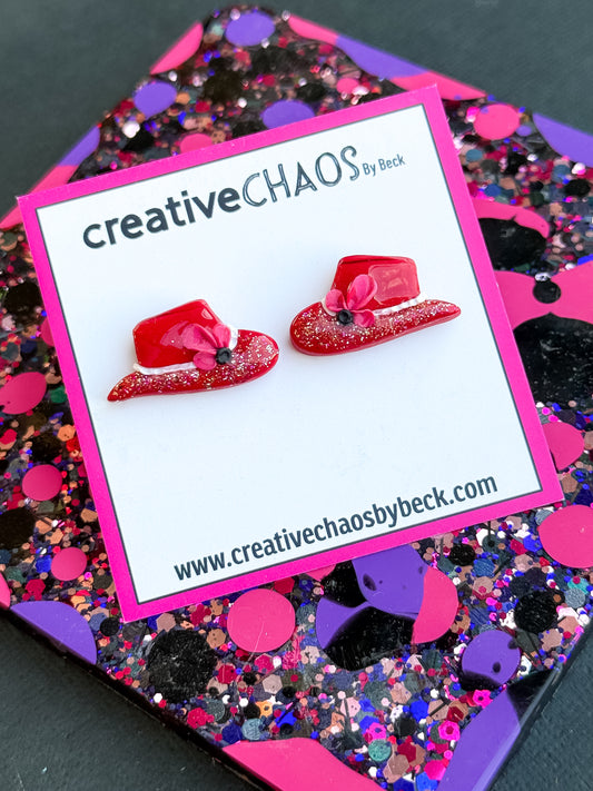 Polymer Clay Cowgirl Hat Stud Earring