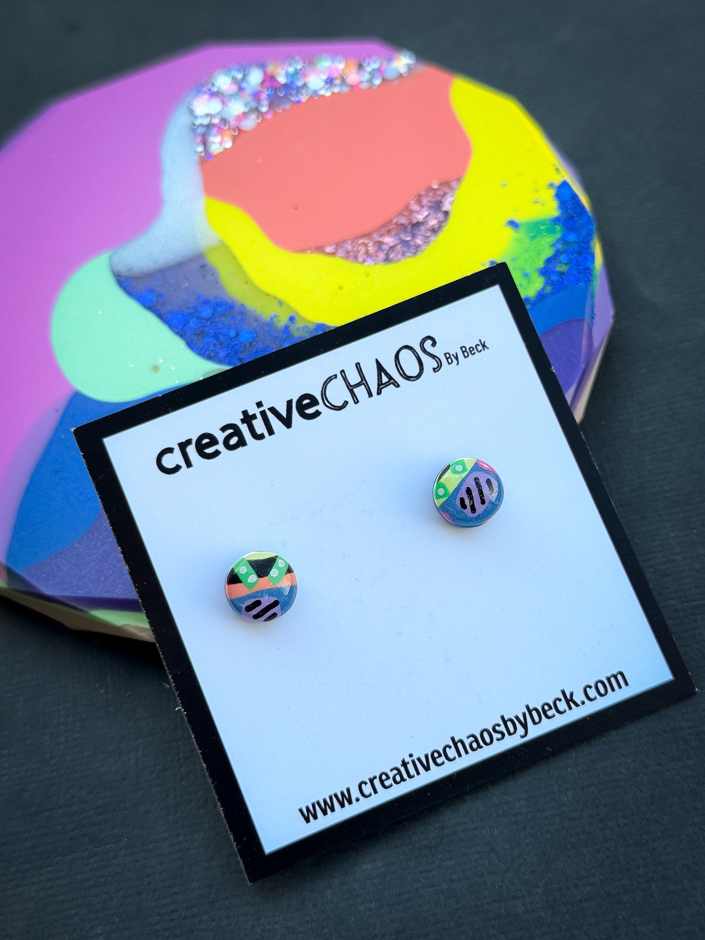 Polymer Clay Mini Gloss Stud Earrings (3)