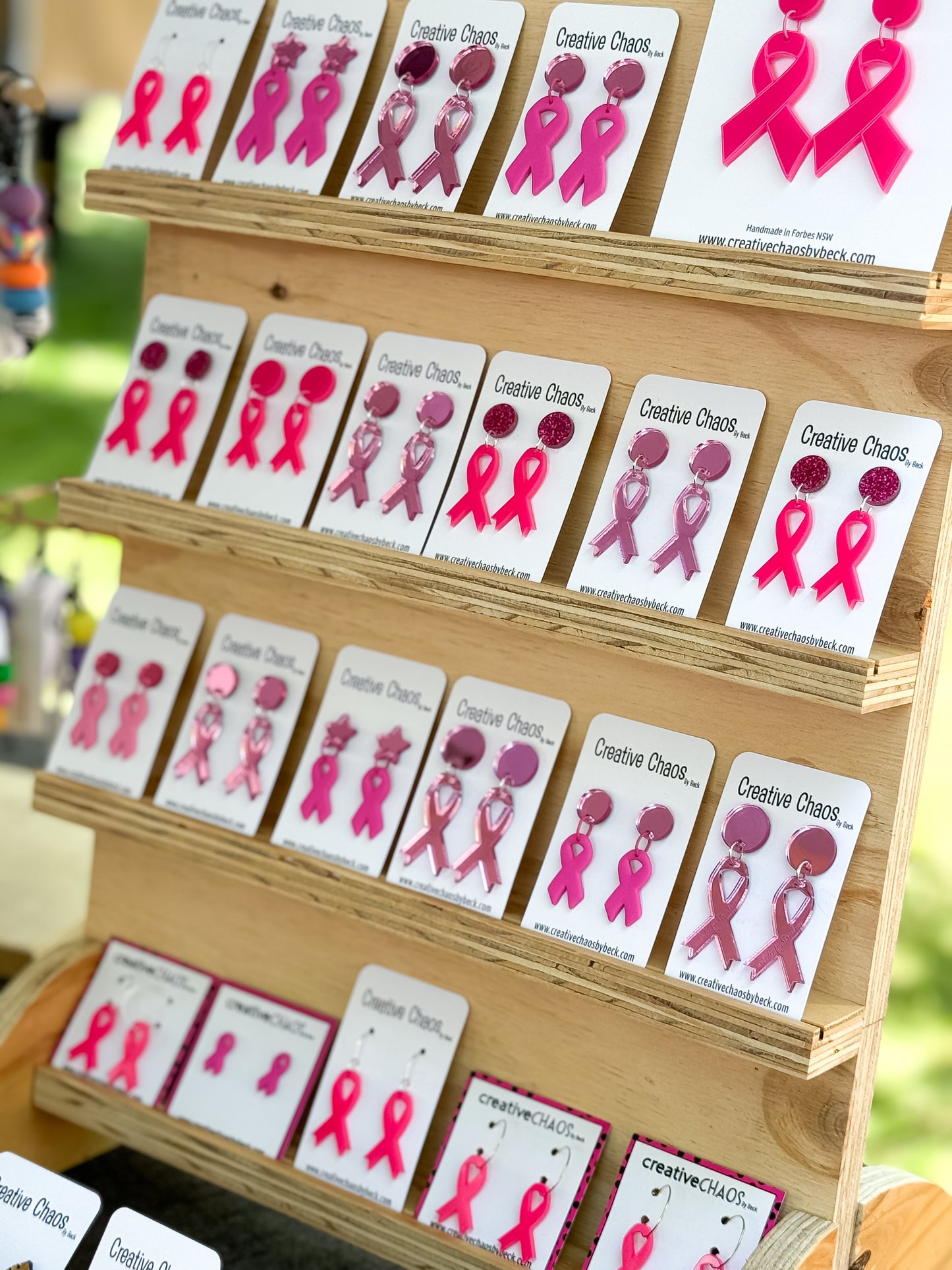 Pink Ribbon Acrylic Earrings (14)