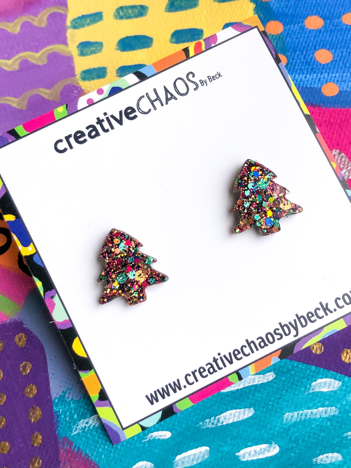Christmas Tree Glitter Stud