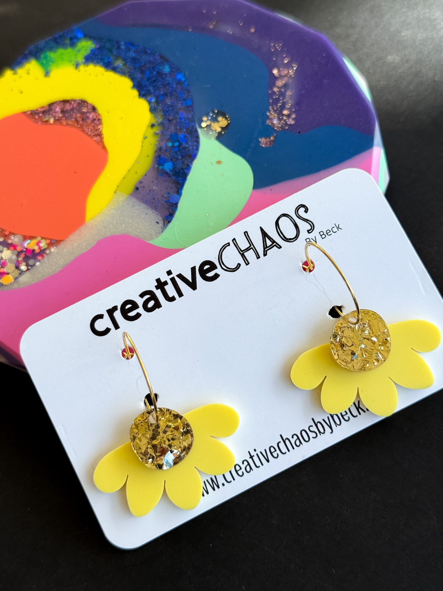 Acrylic 1/2 Yellow Flower Hoop