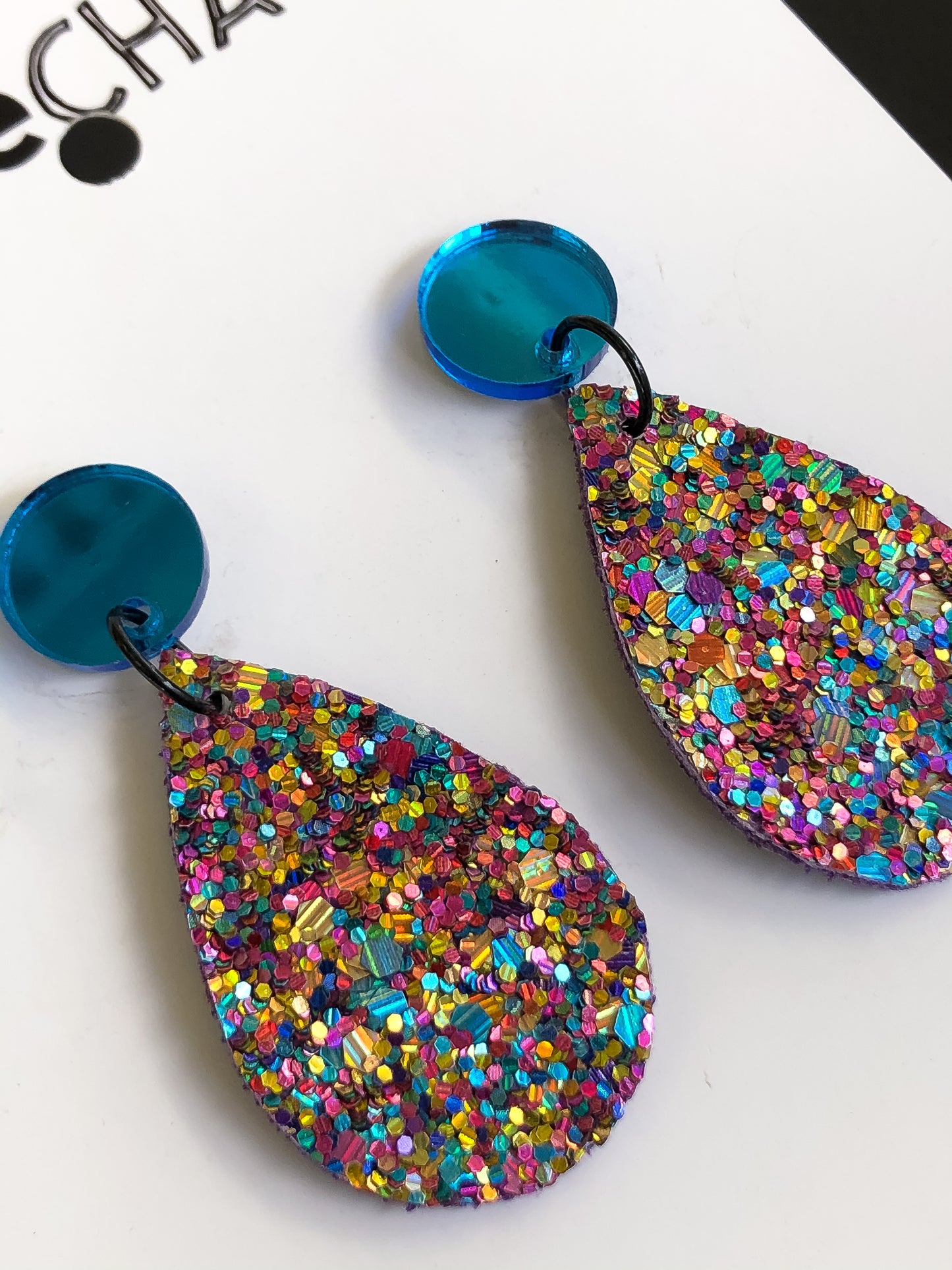 Multicoloured Glitter Drop Dangle