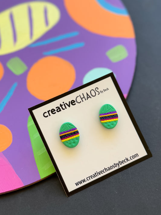 Handmade Polymer Clay Easter Egg Studs (2)