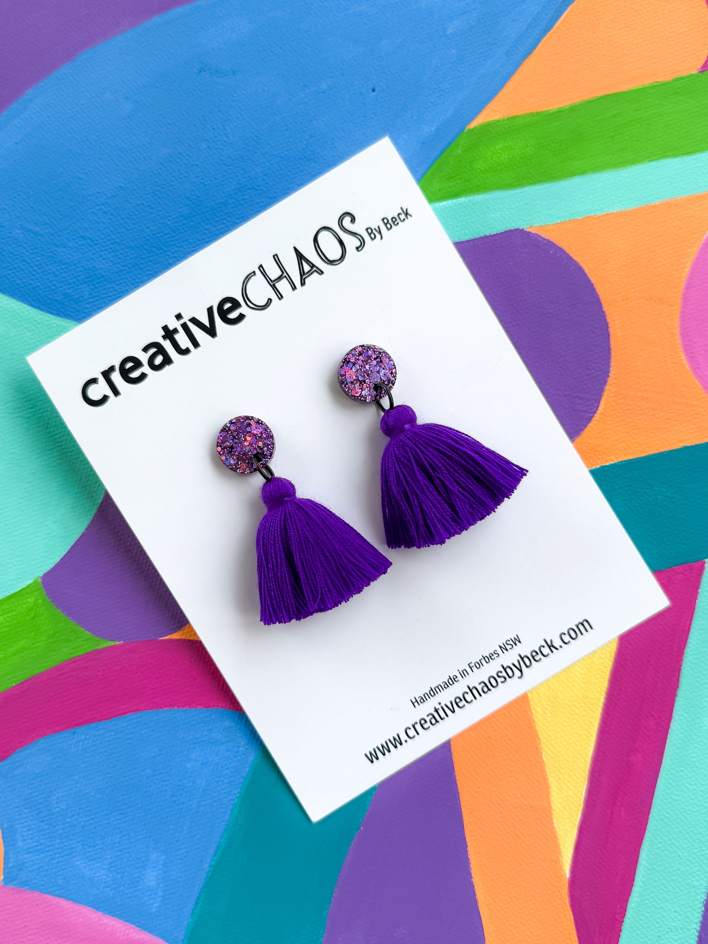 Glitter and Tassel Dangle Earrings (12)