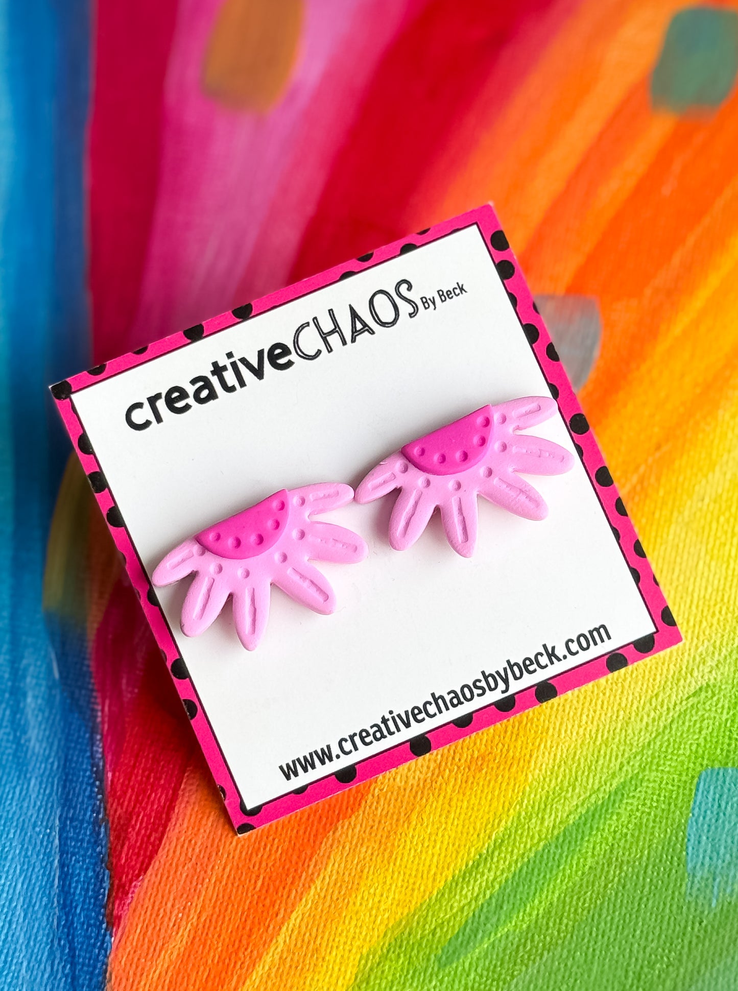 Polymer Clay 1/2 Flower Stud Earrings
