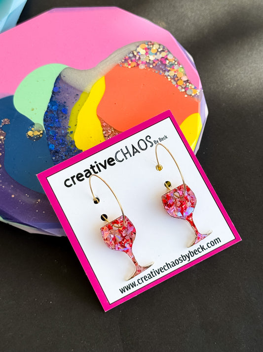 Acrylic Chunky glitter Wine Glass Hoop