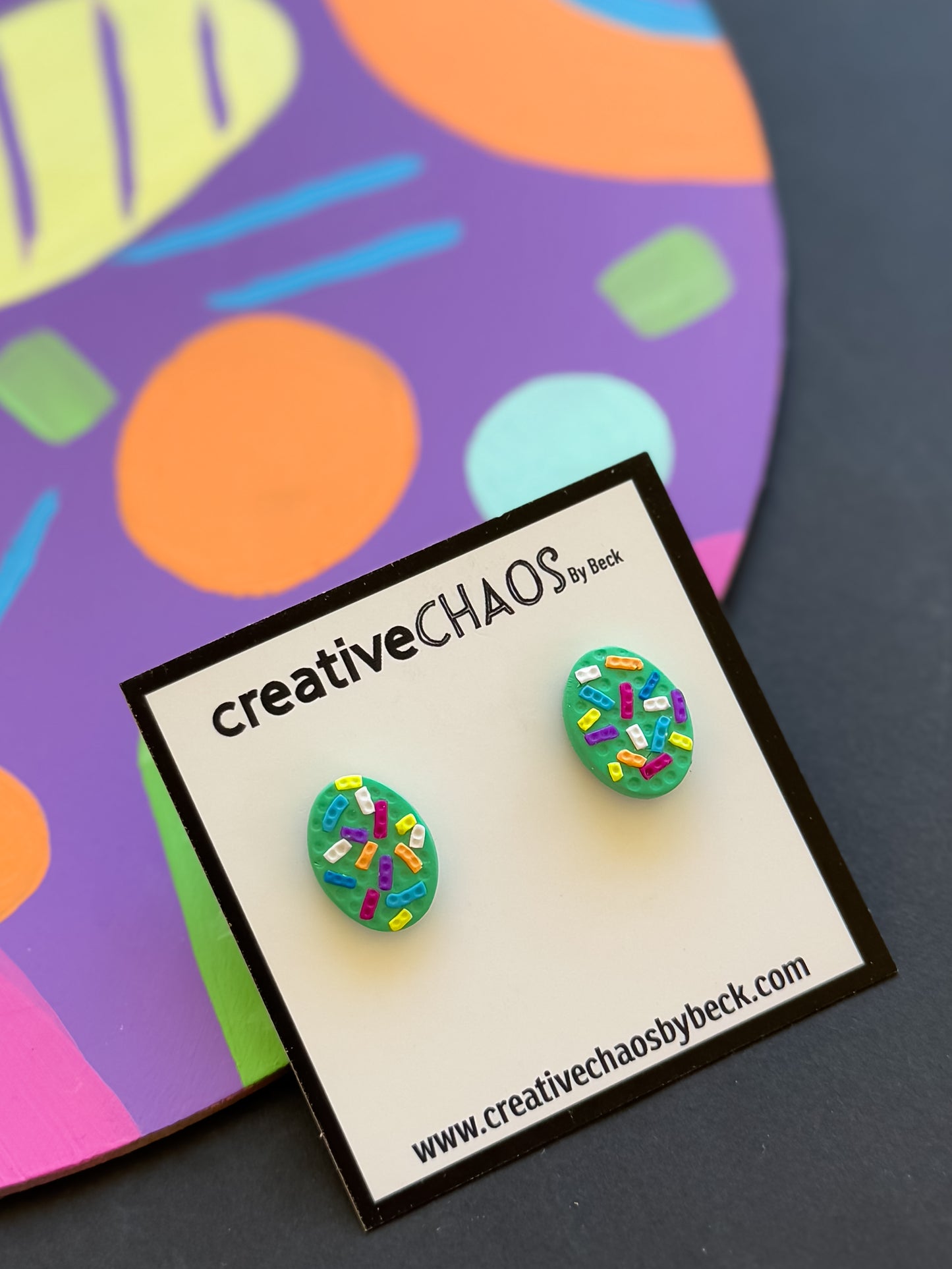 Handmade Polymer Clay Easter Egg Studs (1)