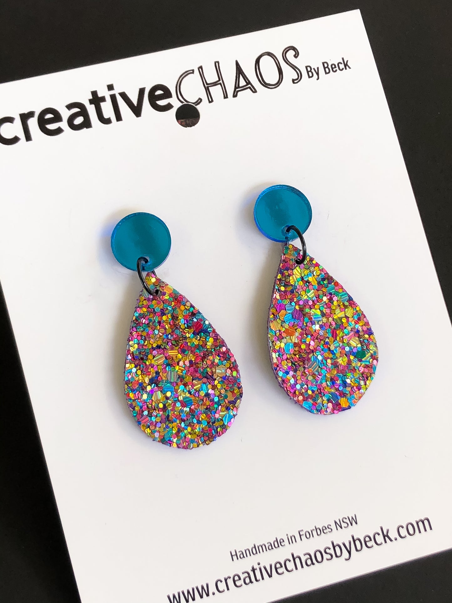 Multicoloured Glitter Drop Dangle