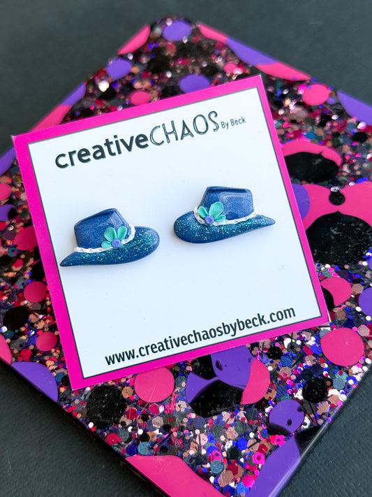 Polymer Clay Cowgirl Hat Stud Earring