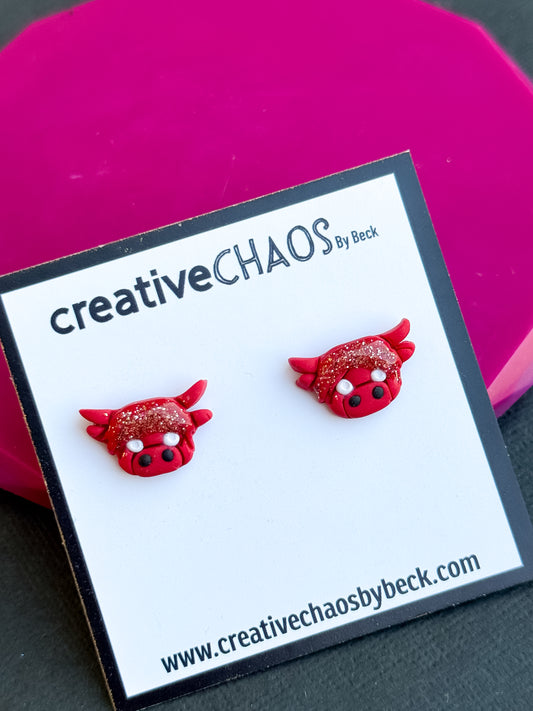 Polymer Clay Cow Stud Earrings