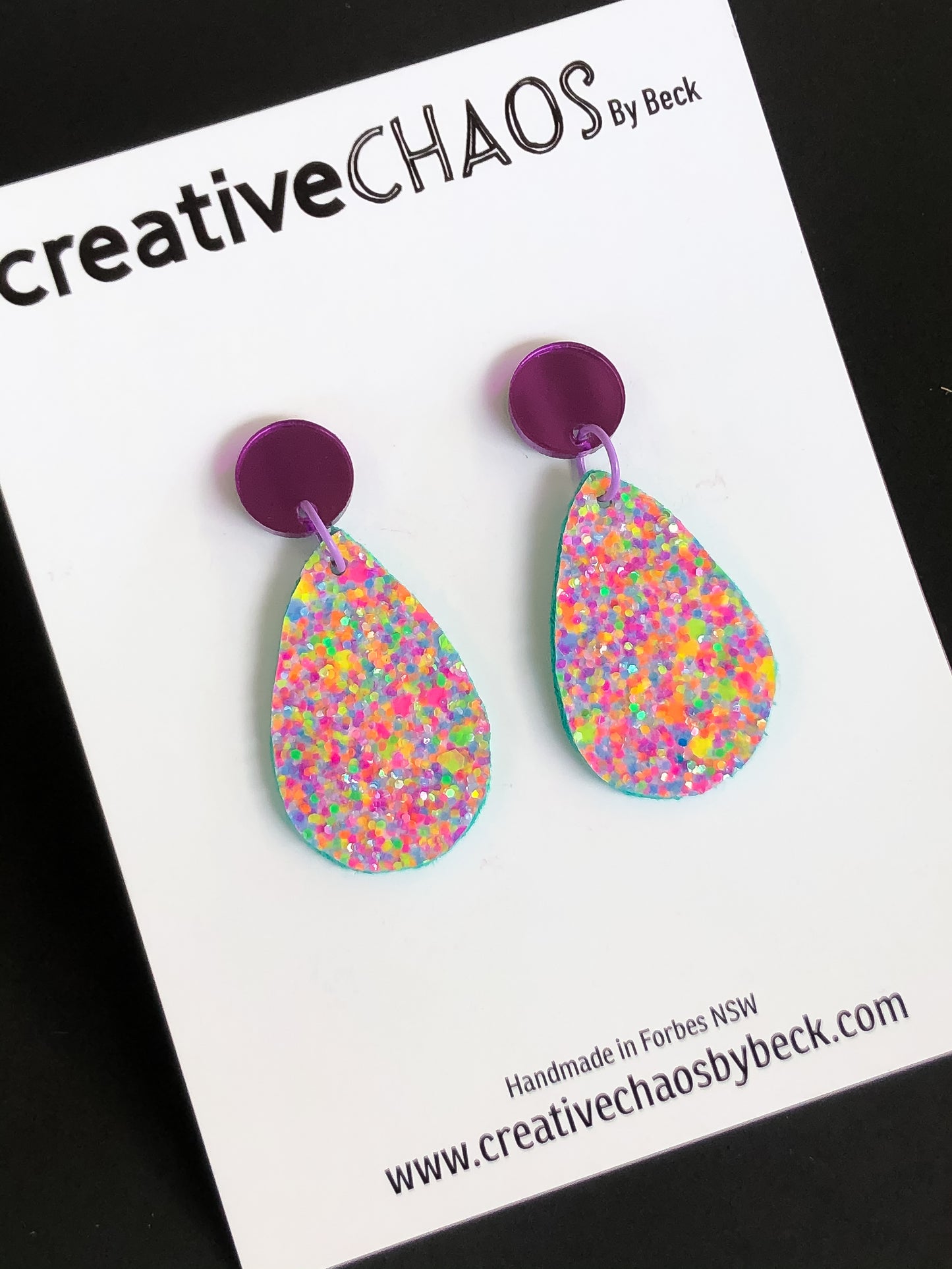 Multicoloured Glitter Drop Dangle
