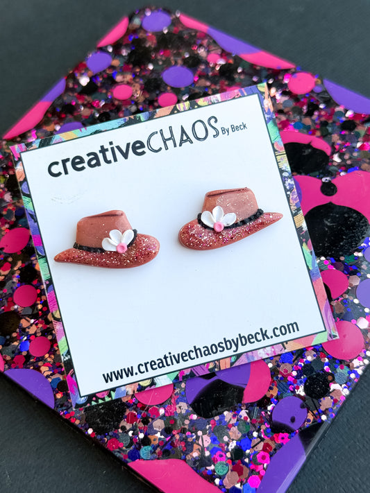 Polymer Clay Cowgirl Hat Stud Earring