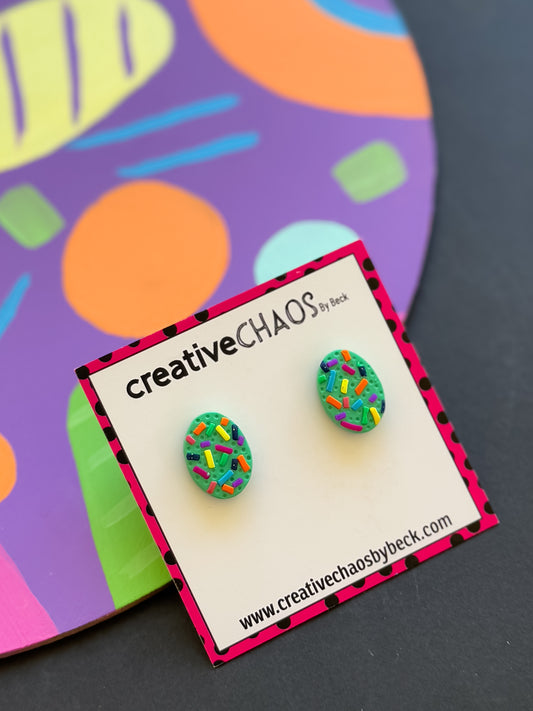 Handmade Polymer Clay Easter Egg Studs (4)