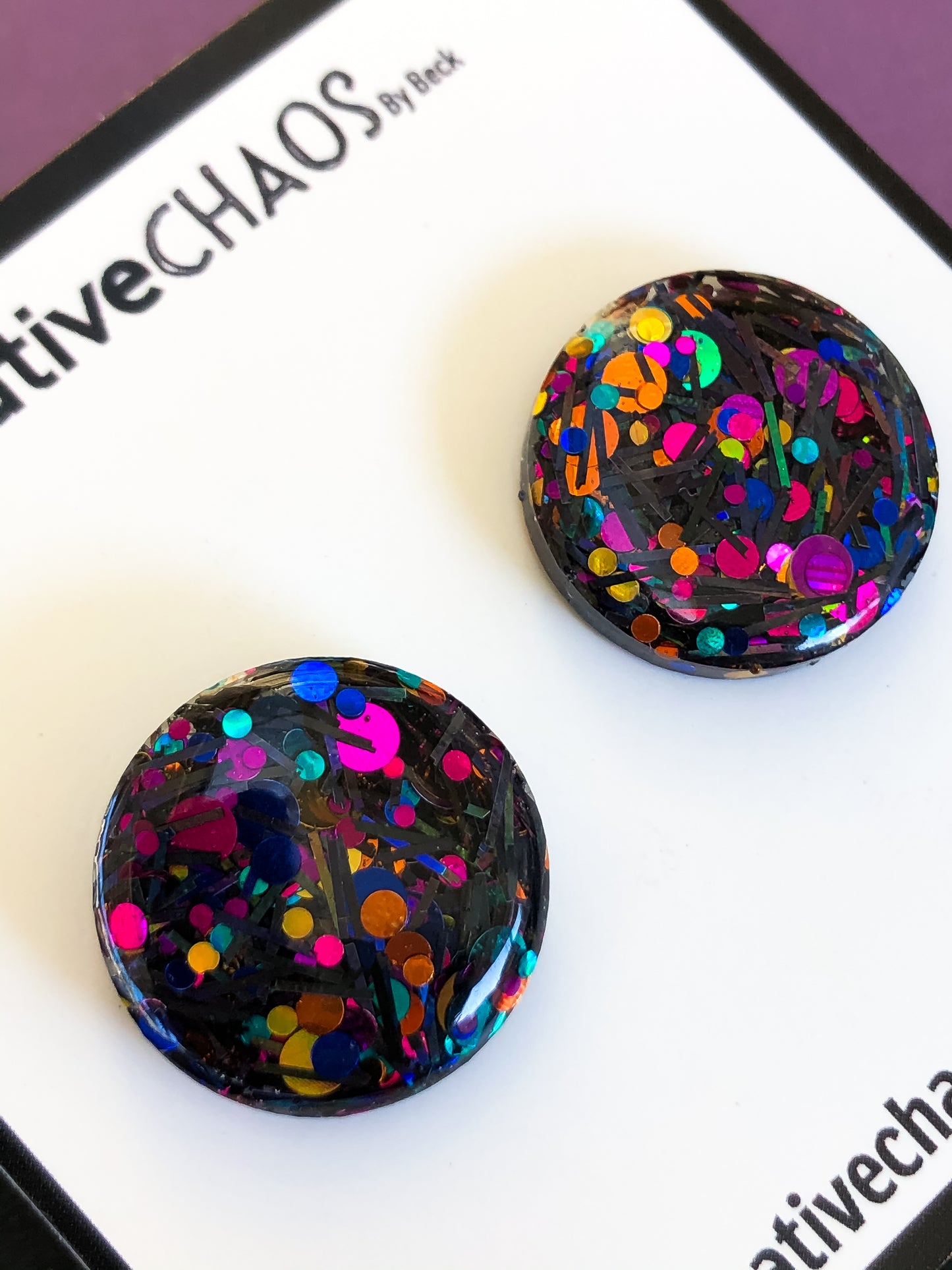 Multi Coloured Glitter Stud