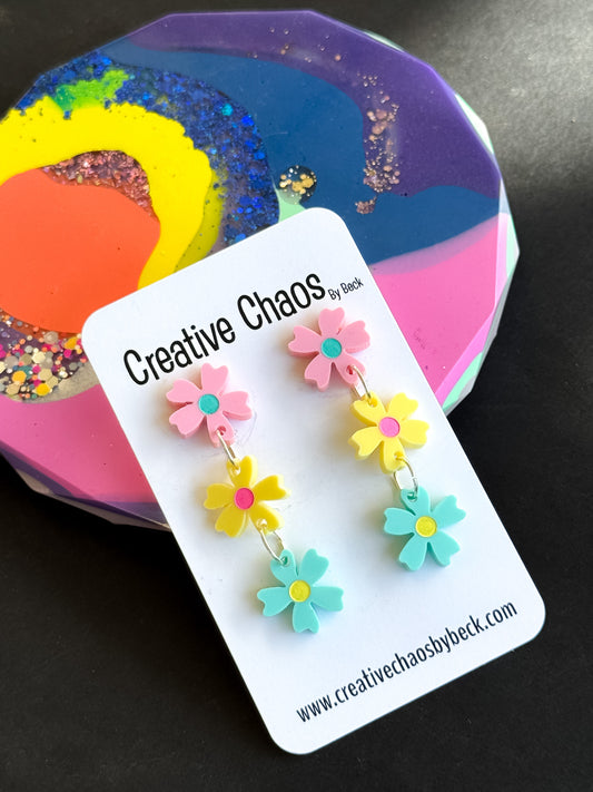 Acrylic Flower Trio Dangle