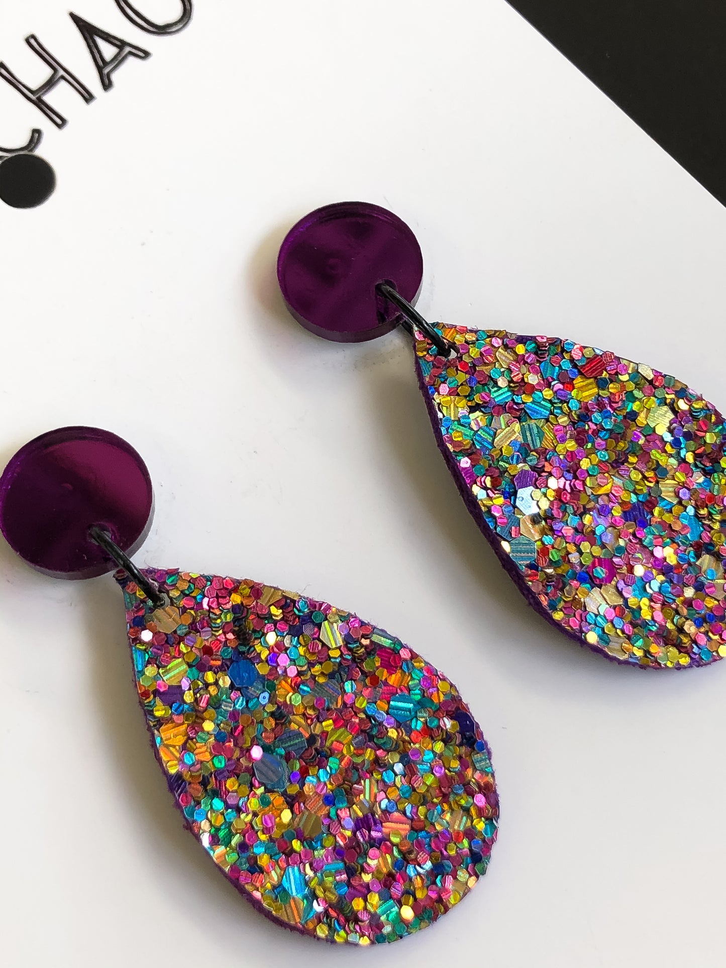 Multicoloured Glitter Drop Dangle
