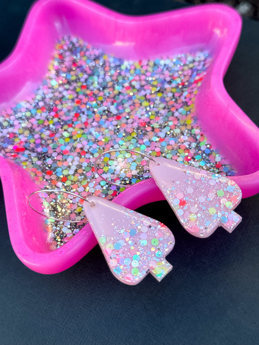 Resin Christmas Tree Hoop Earrings (36)