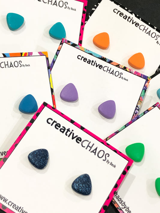 Chaos Rounded Triangle Stud Earrings