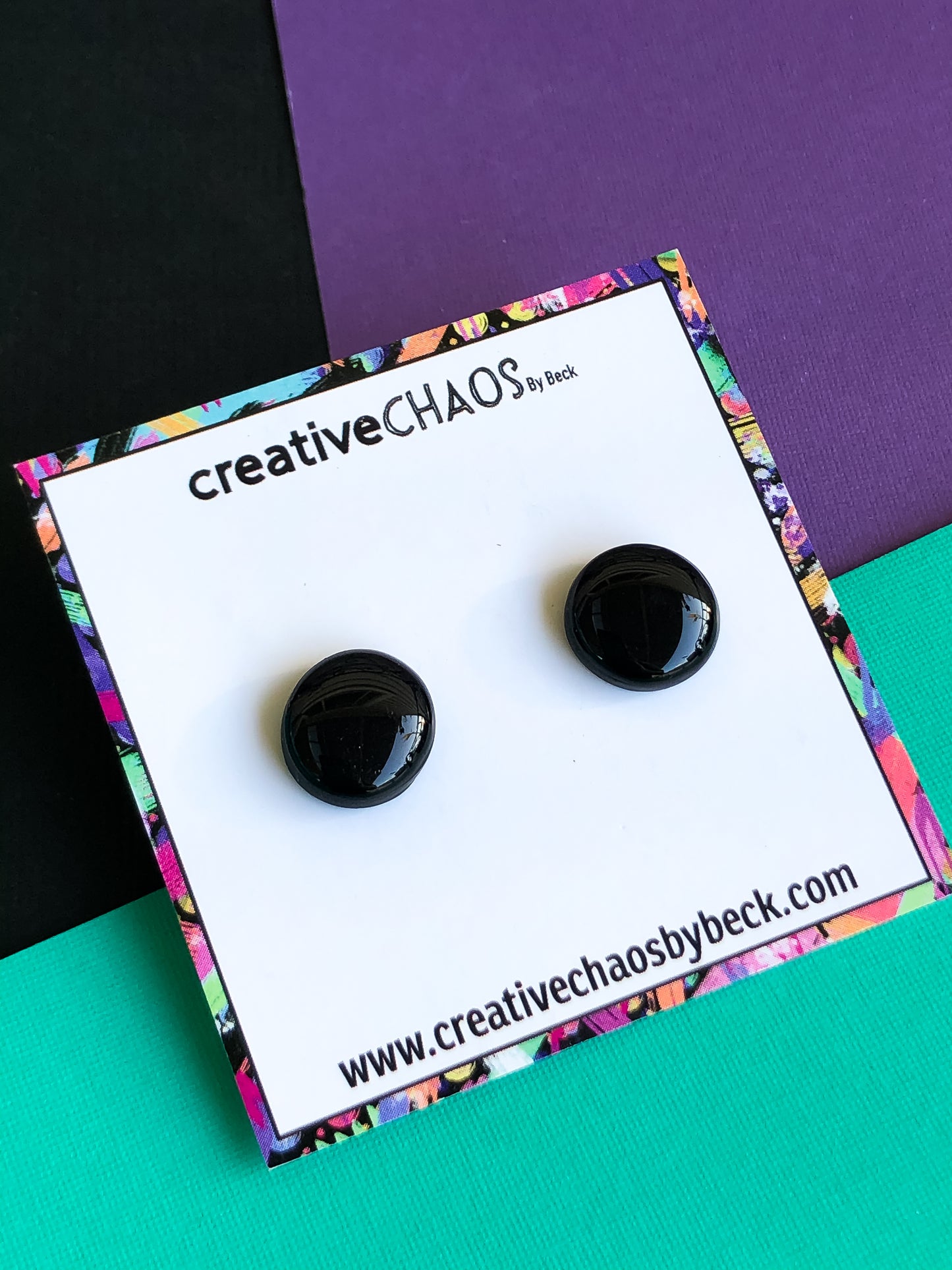 Black Gloss Clay Stud Earrings (6)