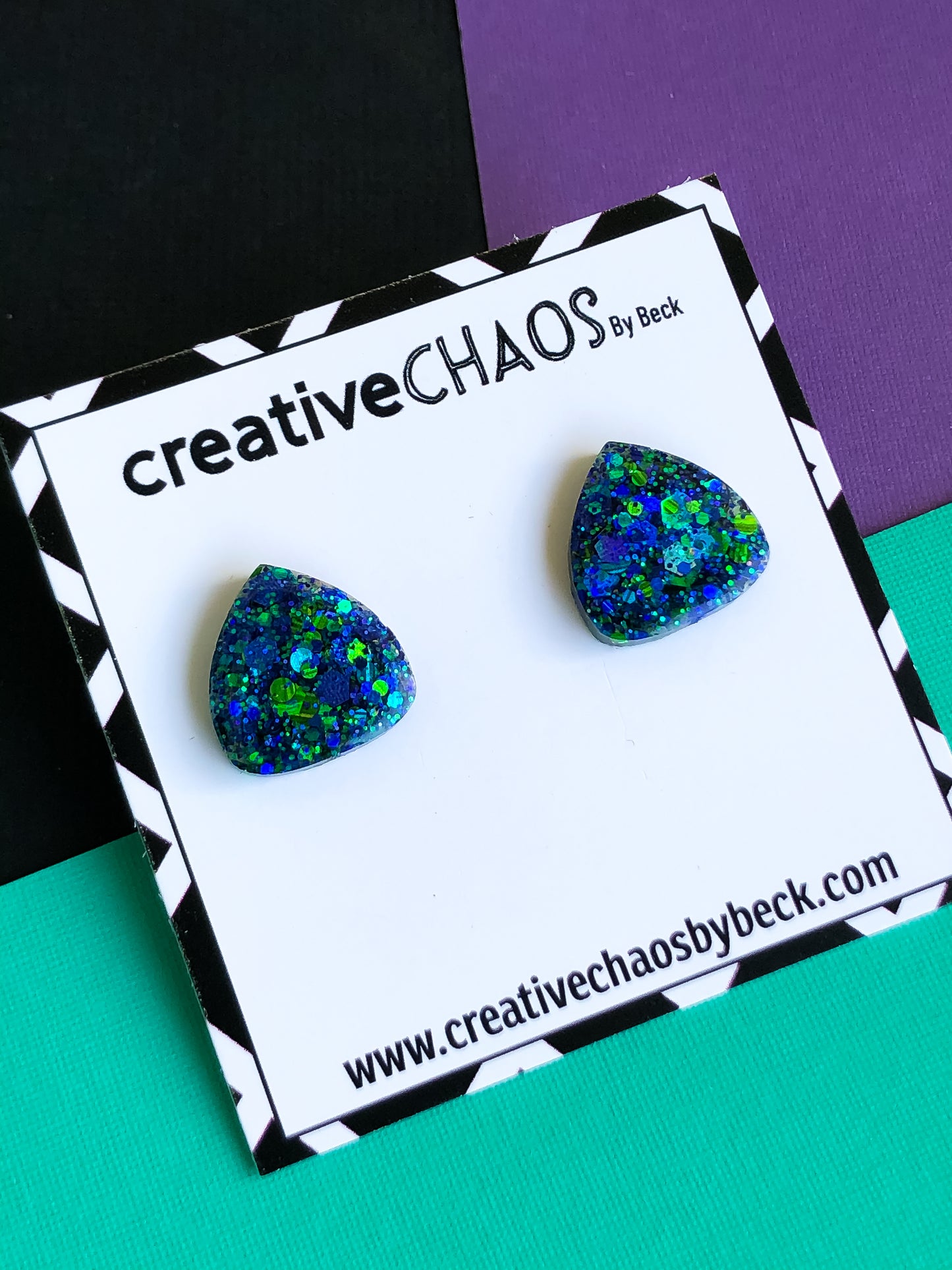 Rounded Triangle Glitter Stud
