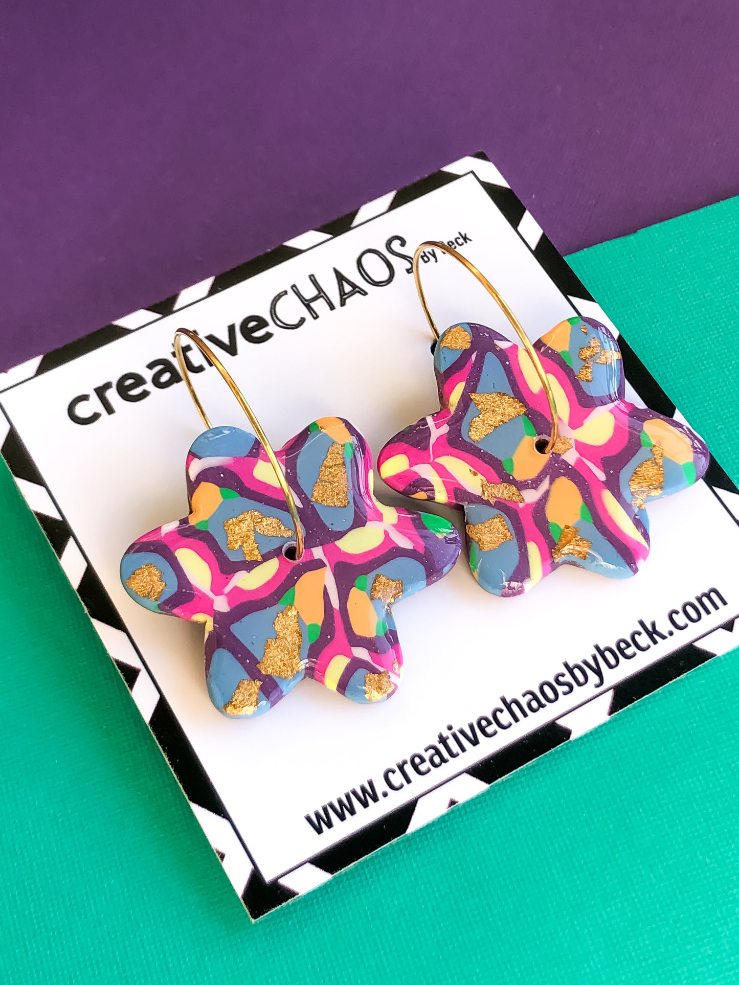 Resin Flower Hoop Earring